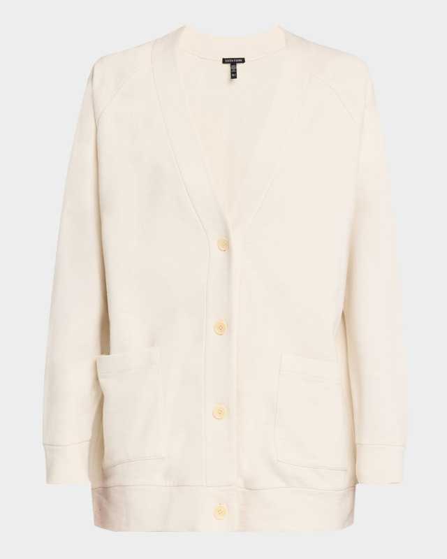 Garment-Dyed Organic Cotton Terry Cardigan